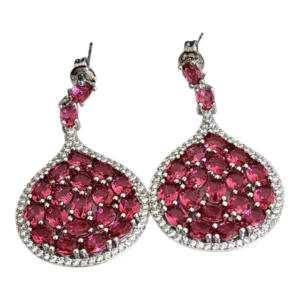 18k White Gold Rhodolite Garnet Earring