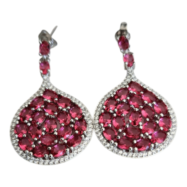 18k White Gold Rhodolite Garnet Earring - Image 2