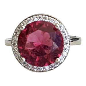 18k White Gold Pink Tourmaline 7.5 Ring