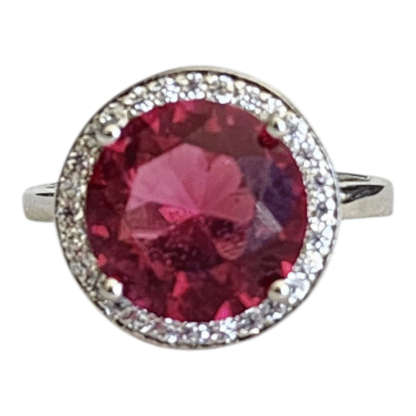 18k White Gold Pink Tourmaline 7.5 Ring