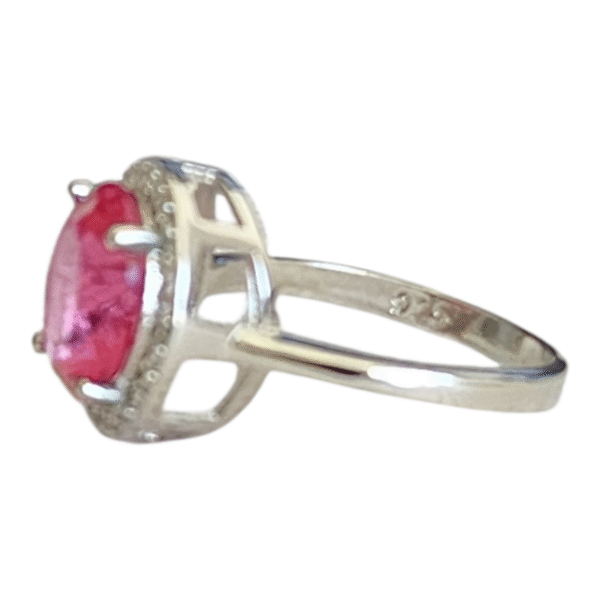 18k White Gold Pink Tourmaline 7.5 Ring - Image 2