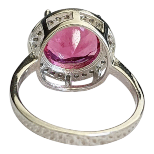 18k White Gold Pink Tourmaline 7.5 Ring - Image 3
