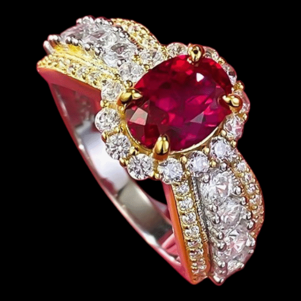 Created Ruby Sterling Silver Elegant Ring - Image 2
