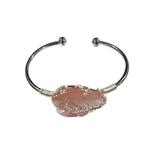 Cheery Quartz Heart Bangle Bracelet - Image 2