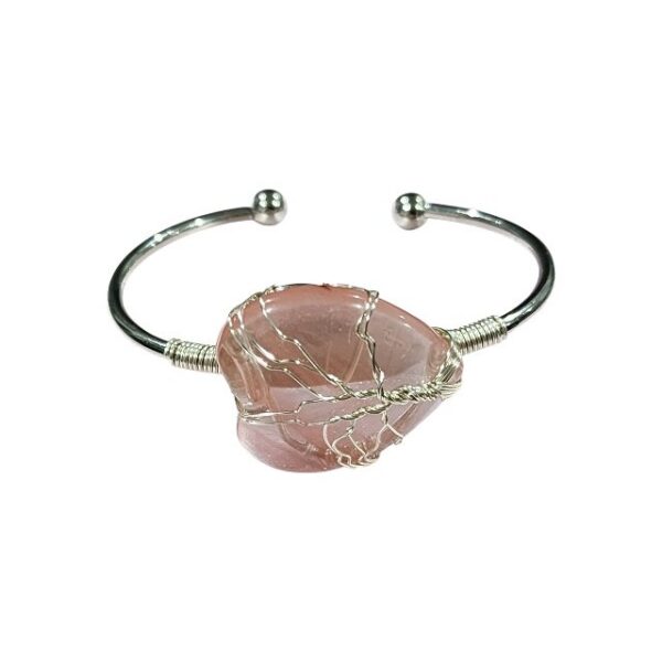 Cheery Quartz Heart Bangle Bracelet - Image 3