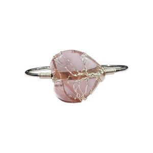 Cheery Quartz Heart Bangle Bracelet