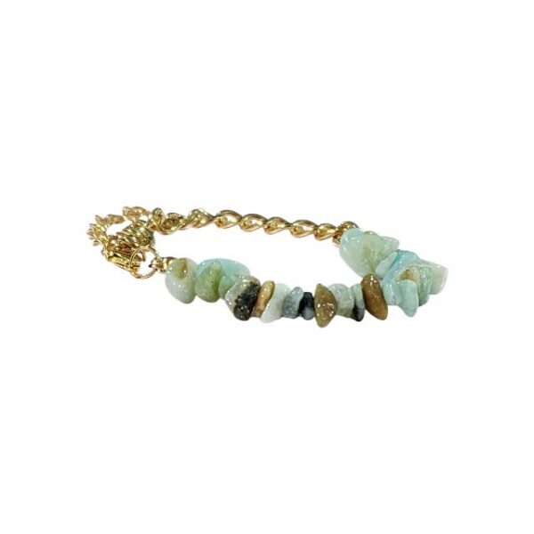 Adjustable Stainless Steel Bracelet – Natural Stone Beads - Image 2