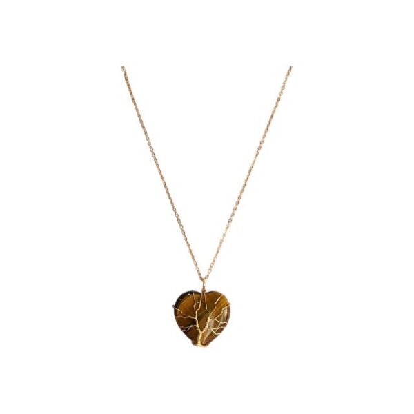Heart & Water Drop Crystal Pendant Necklace  Malachite, Cherry Quartz, Tiger Eye - Image 6