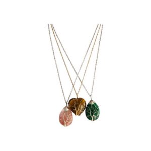 Heart & Water Drop Crystal Pendant Necklace  Malachite, Cherry Quartz, Tiger Eye
