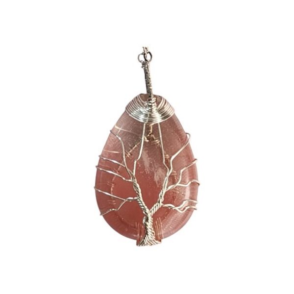 Heart & Water Drop Crystal Pendant Necklace  Malachite, Cherry Quartz, Tiger Eye - Image 5