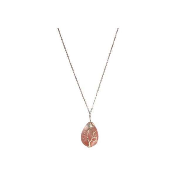 Heart & Water Drop Crystal Pendant Necklace  Malachite, Cherry Quartz, Tiger Eye - Image 4