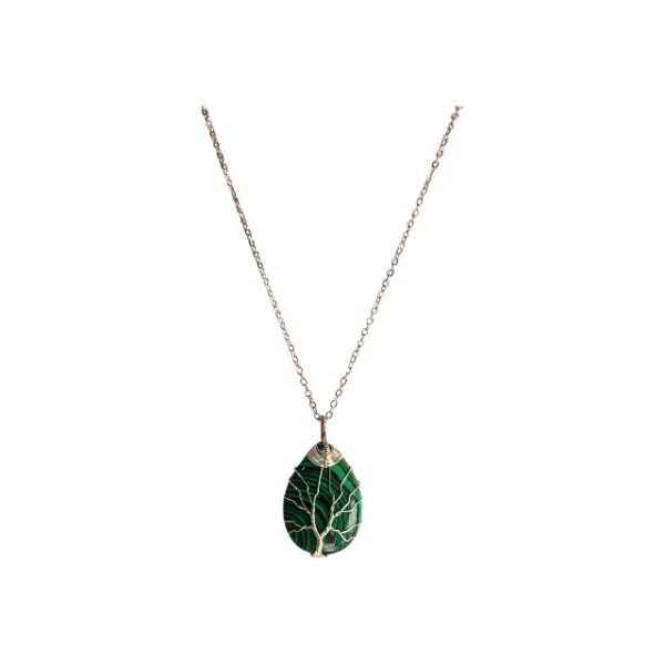 Heart & Water Drop Crystal Pendant Necklace  Malachite, Cherry Quartz, Tiger Eye - Image 3