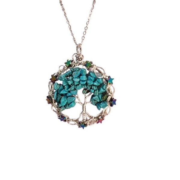 Water Drop Natural Stone Necklace with Star Accents – Gold or Silver - Image 7