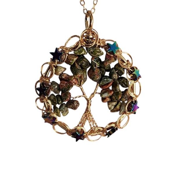 Water Drop Natural Stone Necklace with Star Accents – Gold or Silver - Image 2