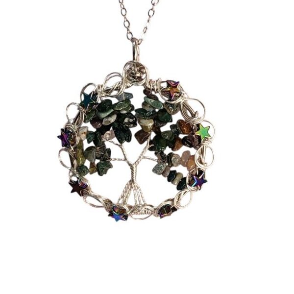 Water Drop Natural Stone Necklace with Star Accents – Gold or Silver - Image 6