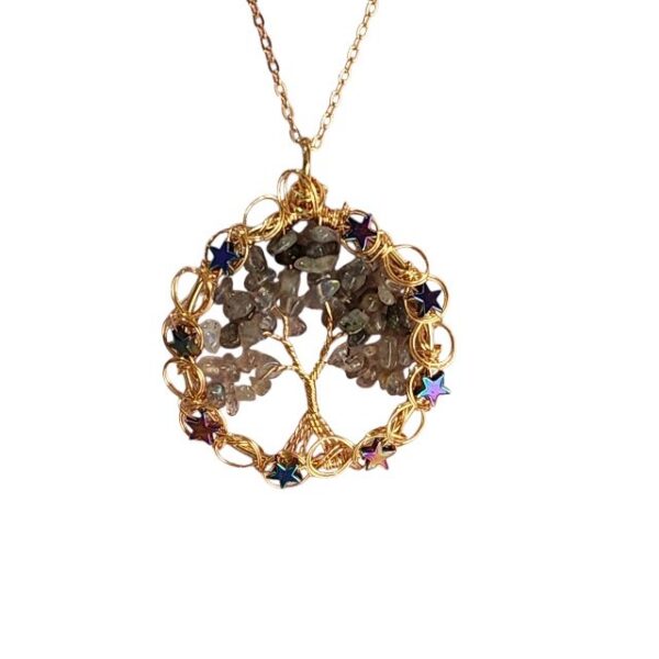 Water Drop Natural Stone Necklace with Star Accents – Gold or Silver - Image 9
