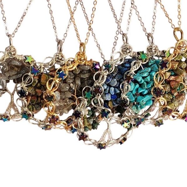 Water Drop Natural Stone Necklace with Star Accents – Gold or Silver - Image 5
