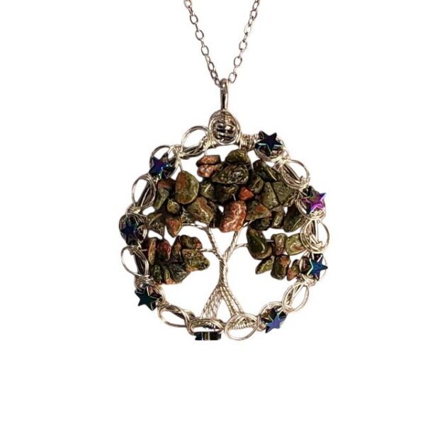 Water Drop Natural Stone Necklace with Star Accents – Gold or Silver - Image 3
