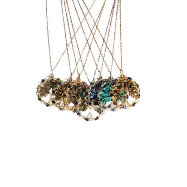 Water Drop Natural Stone Necklace with Star Accents – Gold or Silver - Image 4