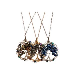 Water Drop Natural Stone Necklace with Star Accents – Gold or Silver