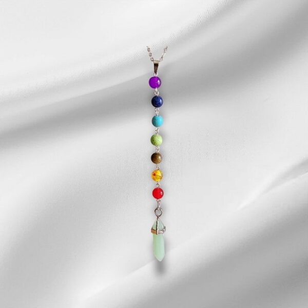 Natural Stone Pendulum Necklace Tiger Eye, Turquoise & Green Aventurine - Image 4