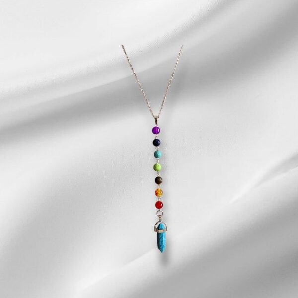Natural Stone Pendulum Necklace Tiger Eye, Turquoise & Green Aventurine - Image 5