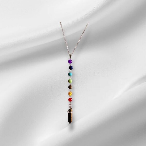 Natural Stone Pendulum Necklace Tiger Eye, Turquoise & Green Aventurine - Image 2