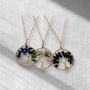 Natural Stone Tree of Life Necklace