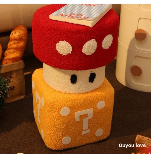Solid Wood Mushroom And Dice Style 2pc Set Stool