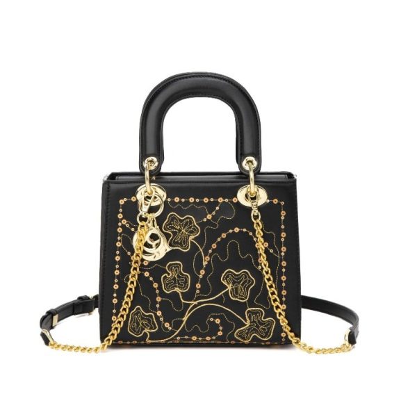 Embroidered Gold Shoulder Bag - Image 3