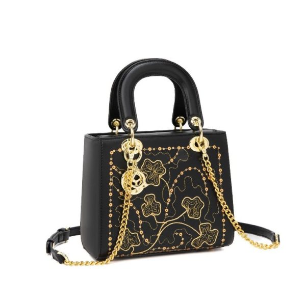 Embroidered Gold Shoulder Bag - Image 4