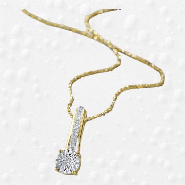 9k Yellow Gold 0.02ct Diamond Pendant - Image 3