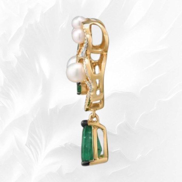 14k Emerald Fresh Water Pearl Pendant - Image 3