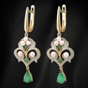 Emerald 14k Gold Fresh Water Pearl Earring