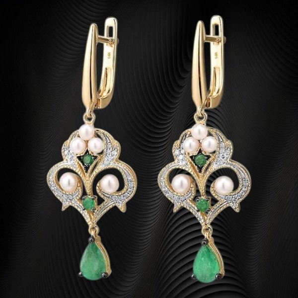 Emerald 14k Gold Fresh Water Pearl Earring