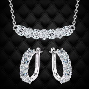 Moissanite Diamond VVS1 Sterling Silver Necklace Set