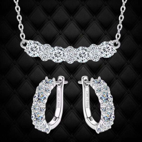 Moissanite Diamond VVS1 Sterling Silver Necklace Set