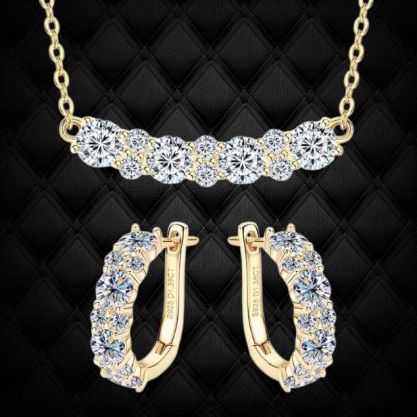 Moissanite Diamond VVS1 Sterling Silver Necklace Set - Image 2