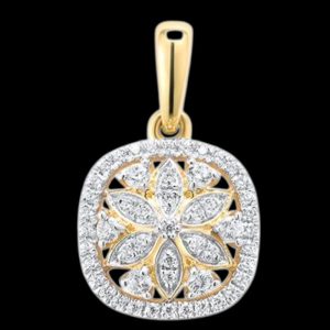 0.22ct Diamond Flower 14k Yellow Gold Pendant
