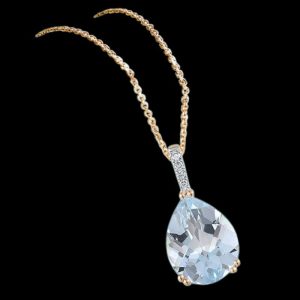 2.20ct Blue Topaz 14k Rose Gold Pendant