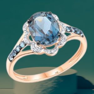 14k Rose Gold London Blue Topaz Ring