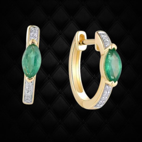 14k Emerald Gold Hoop Earring - Image 3