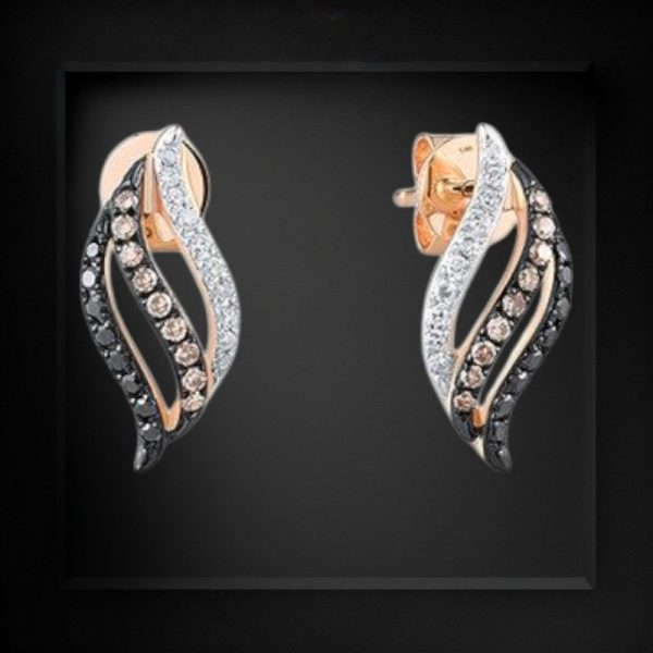0.07ct Black Brown Diamond Stud Earring