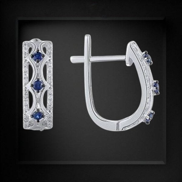 14k Multi Tone Sparkling Hoop Earring - Image 2