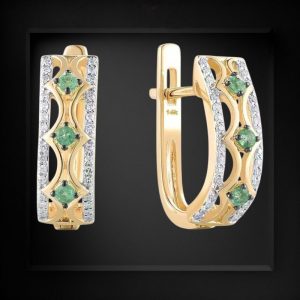 14k Multi Tone Sparkling Hoop Earring