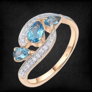 1.30ct Swiss Blue Topaz 14k Yellow Gold