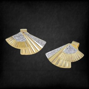 0.07ct Diamond 14k Yellow Gold Fan Earring