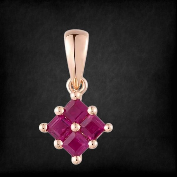 Sparkling Square 14k Gold Pendant - Image 3