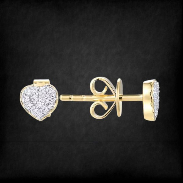 0.06ct Diamond Heart Stud Earring - Image 2