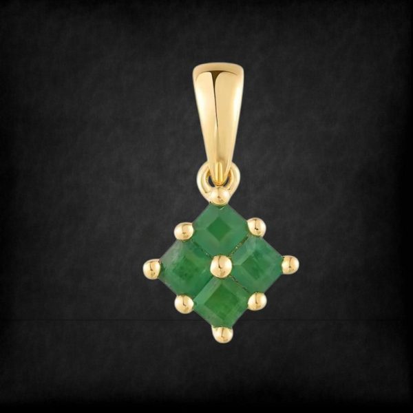 Sparkling Square 14k Gold Pendant - Image 4